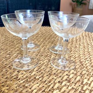 Vintage etched champagne glasses